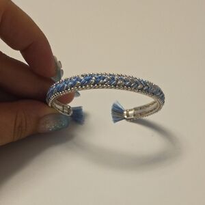 Silver and Blue Braided Women's Bracelet